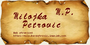 Milojka Petrović vizit kartica